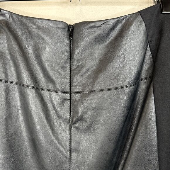 Cartise Faux Black Leather Skirt 8 Mod Edgy Romantic Career Capsule Quiet Luxe - Picture 4 of 11